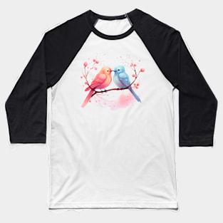 Valentine Kissing Nightingale Bird Couple Baseball T-Shirt